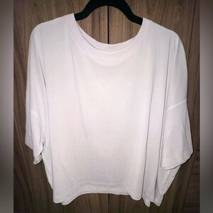 LULULEMON COTTON JERSEY OVERSIZED CROP TOP- SIZE L- LIGHT PINK- LIKE NEW